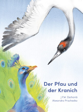 Buchcover mit Pfau und Kranich
